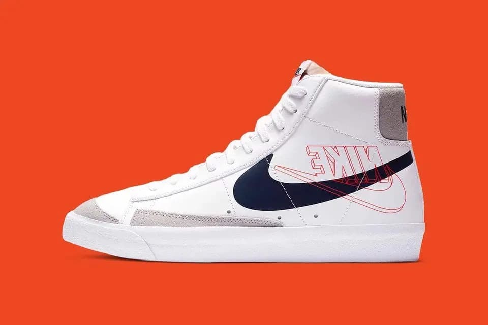 Nike Blazer Mid '77 với Swoosh ngược màu đỏ quyến rũ Nike Blazer Mid '77 với Swoosh ngược màu đỏ quyến rũ