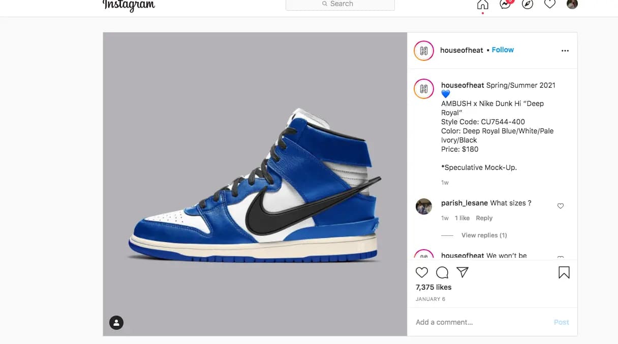 AMBUSH x Nike Dunk High "Deep Royal Blue" được Yoon Ahn bật mí sẽ ra mắt vào thu đông 2021 AMBUSH x Nike Dunk High "Deep Royal Blue" được Yoon Ahn bật mí sẽ ra mắt vào thu đông 2021