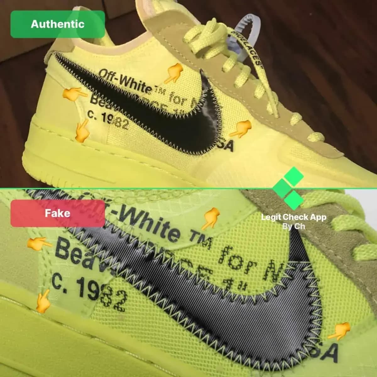 Legitcheck: Cách phân biệt Off-White Air Force 1 Volt Real và Fake Legitcheck: Cách phân biệt Off-White Air Force 1 Volt Real và Fake