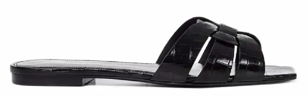 Dép Saint Laurent Tribute Crocodile 'Black' 572761-1YQ00-1000 — kich-thuoc: 36 Dép Saint Laurent Tribute Crocodile 'Black' 572761-1YQ00-1000 — kich-thuoc: 36