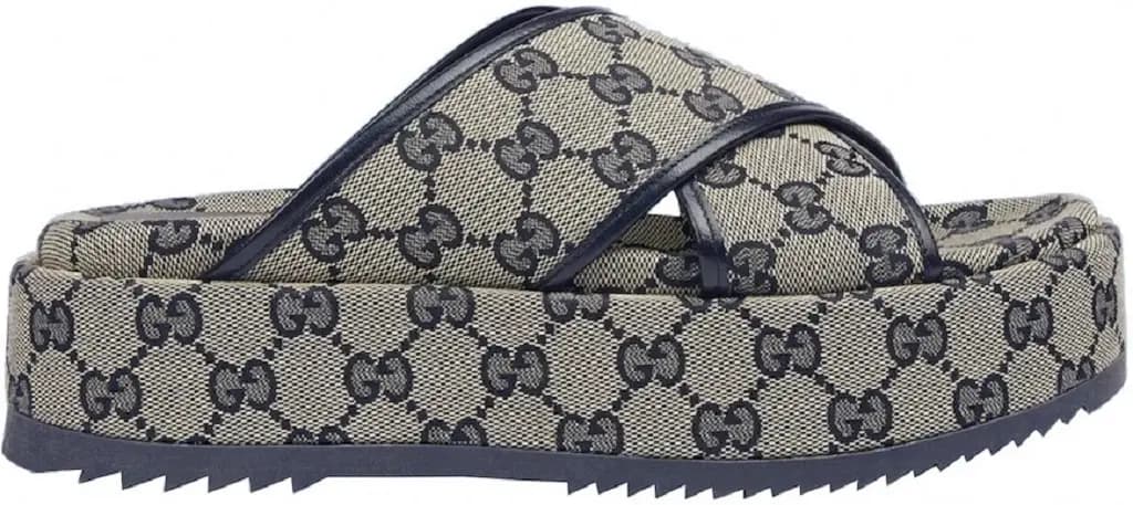 Dép Gucci GG Platform 'Beige Blue' 692842-H6320-4061 Dép Gucci GG Platform 'Beige Blue' 692842-H6320-4061