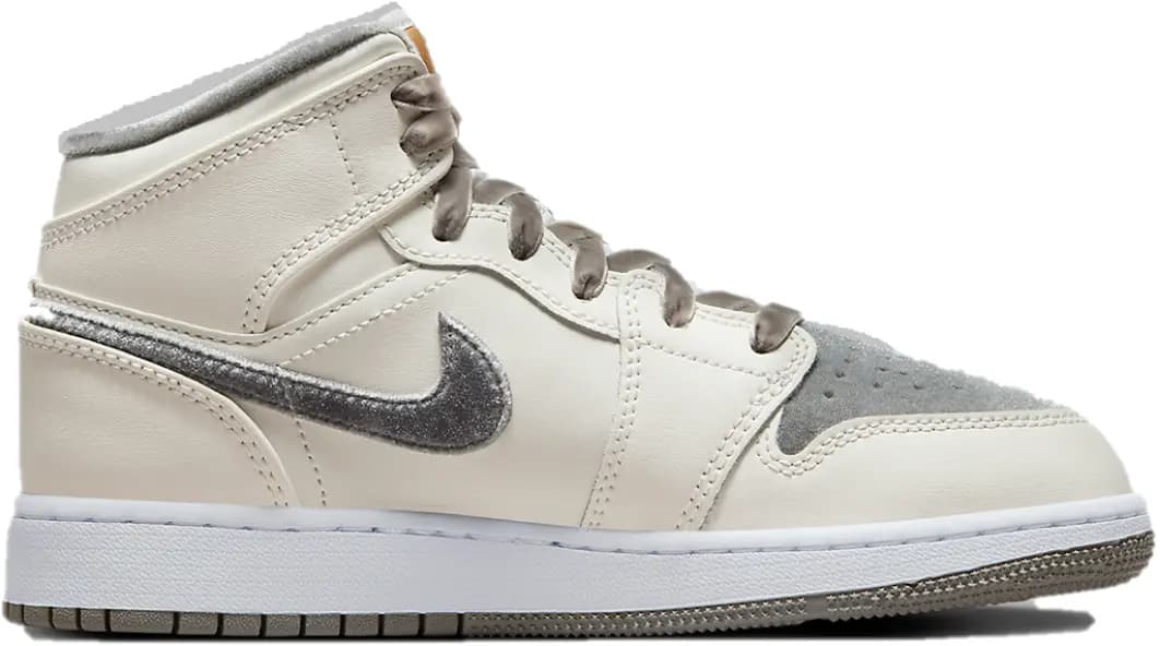 Giày Nike Air Jordan 1 Mid GS 'Grey Velvet Toe' FB9899-100 Giày Nike Air Jordan 1 Mid GS 'Grey Velvet Toe' FB9899-100