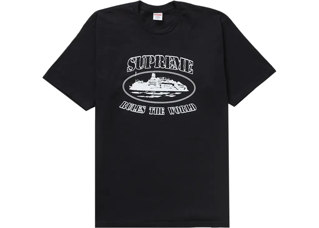 Áo Supreme x Corteiz Rules The World T-Shirt 'Black' 23FW — kich-thuoc: L Áo Supreme x Corteiz Rules The World T-Shirt 'Black' 23FW — kich-thuoc: L