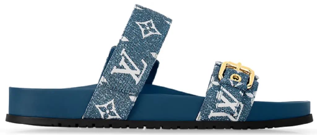 Dép Louis Vuitton Bom Dia Flat Comfort Mules 'Blue' 1AC9QL Dép Louis Vuitton Bom Dia Flat Comfort Mules 'Blue' 1AC9QL
