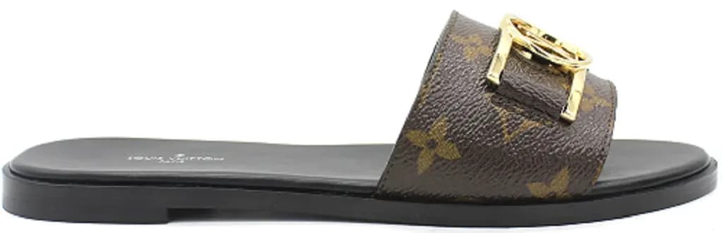 Dép Louis Vuitton Lock It Flat Mules 'Brown' 1A64MN Dép Louis Vuitton Lock It Flat Mules 'Brown' 1A64MN