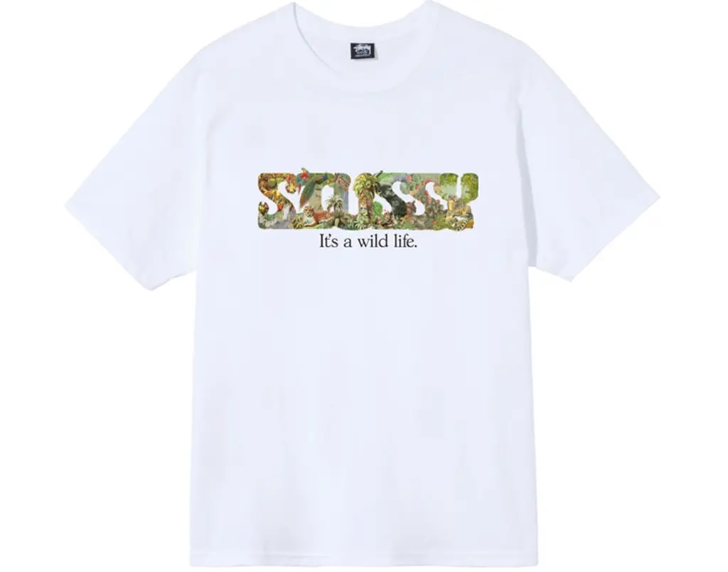 Áo Stussy It's A Wild Life Tee 'White' — kich-thuoc: M Áo Stussy It's A Wild Life Tee 'White' — kich-thuoc: M