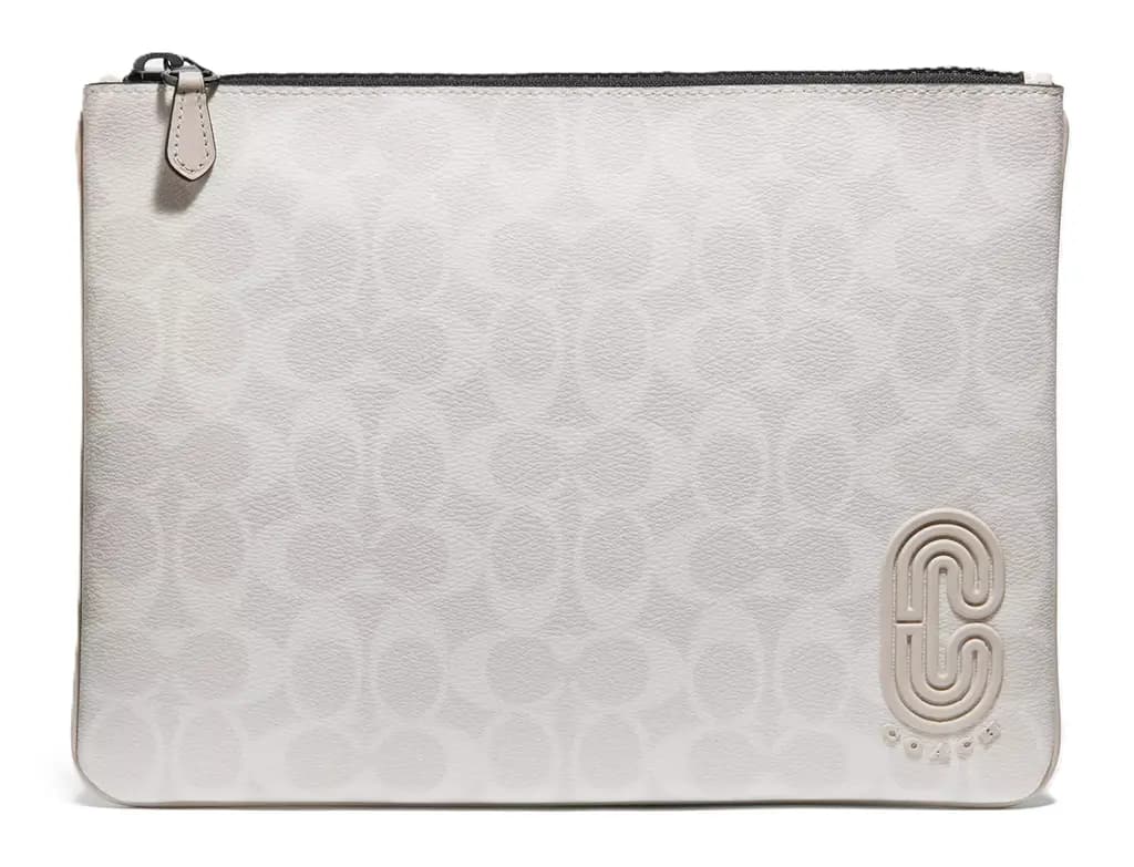Túi Coach Large Pouch In Signature Canvas With Coach Patch 1314-QBR14 Túi Coach Large Pouch In Signature Canvas With Coach Patch 1314-QBR14
