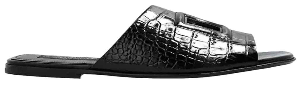 Dép Dolce & Gabbana Crocodile Skin Slide 'Black' A80272AC60680999 Dép Dolce & Gabbana Crocodile Skin Slide 'Black' A80272AC60680999