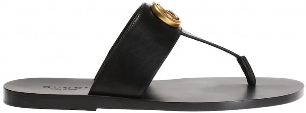 Dép Gucci Leather Thong Sandal With Double G 'Black' 498698-A4HD0-1000 Dép Gucci Leather Thong Sandal With Double G 'Black' 498698-A4HD0-1000