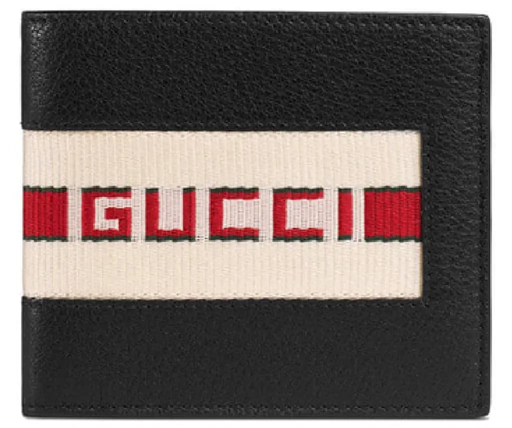 Ví Gucci Logo Stripe Leather 'Black' 408826-CWGRN-1094 Ví Gucci Logo Stripe Leather 'Black' 408826-CWGRN-1094