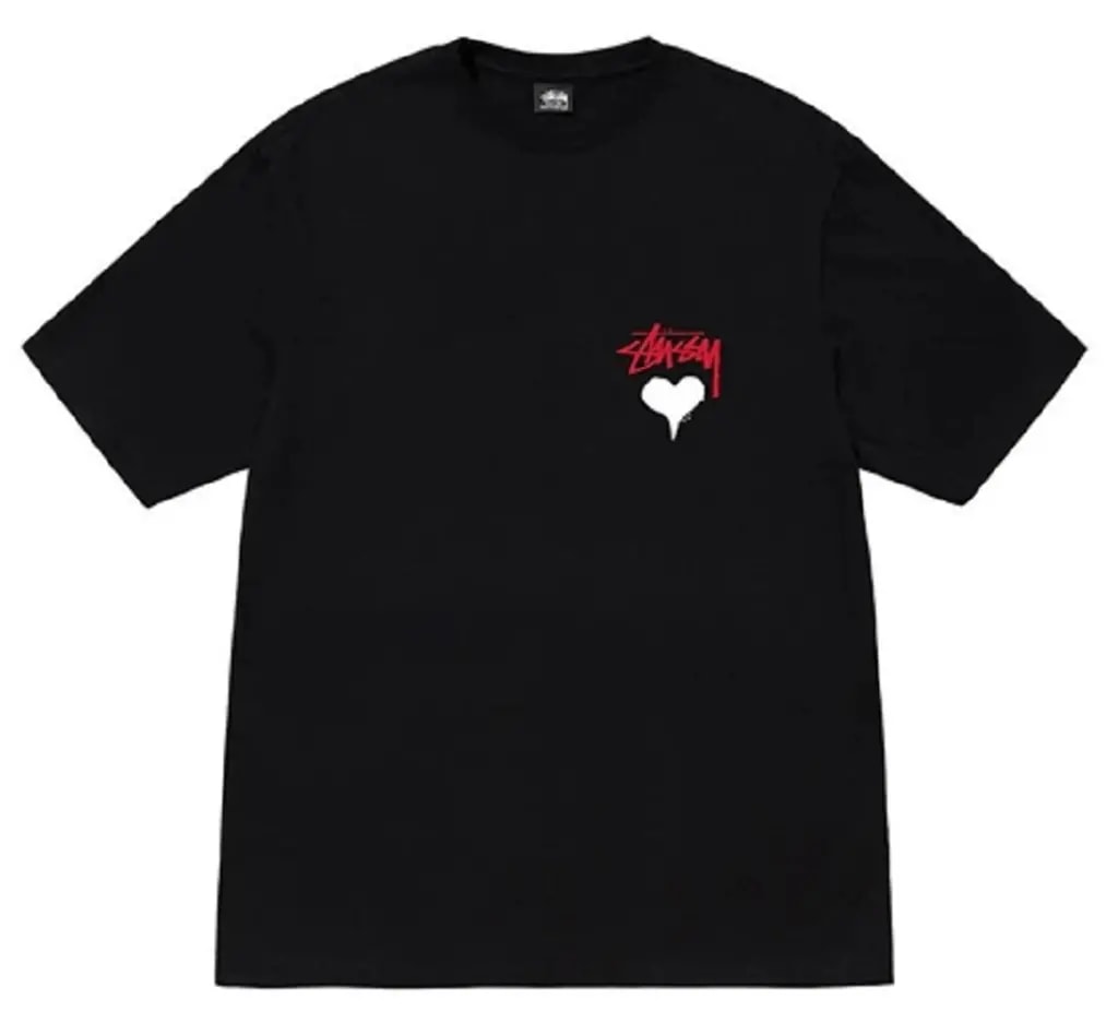 Áo Stussy Stock Heart T-shirt ‘Black’ — kich-thuoc: L Áo Stussy Stock Heart T-shirt ‘Black’ — kich-thuoc: L