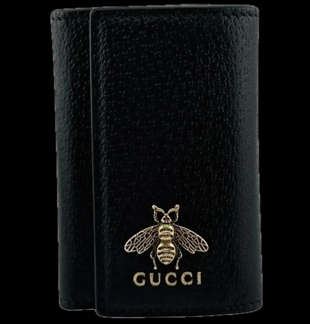 Ví Gucci Bee Motif Leather Key Pouch 'Black' 523683-DJ20T-1000 Ví Gucci Bee Motif Leather Key Pouch 'Black' 523683-DJ20T-1000