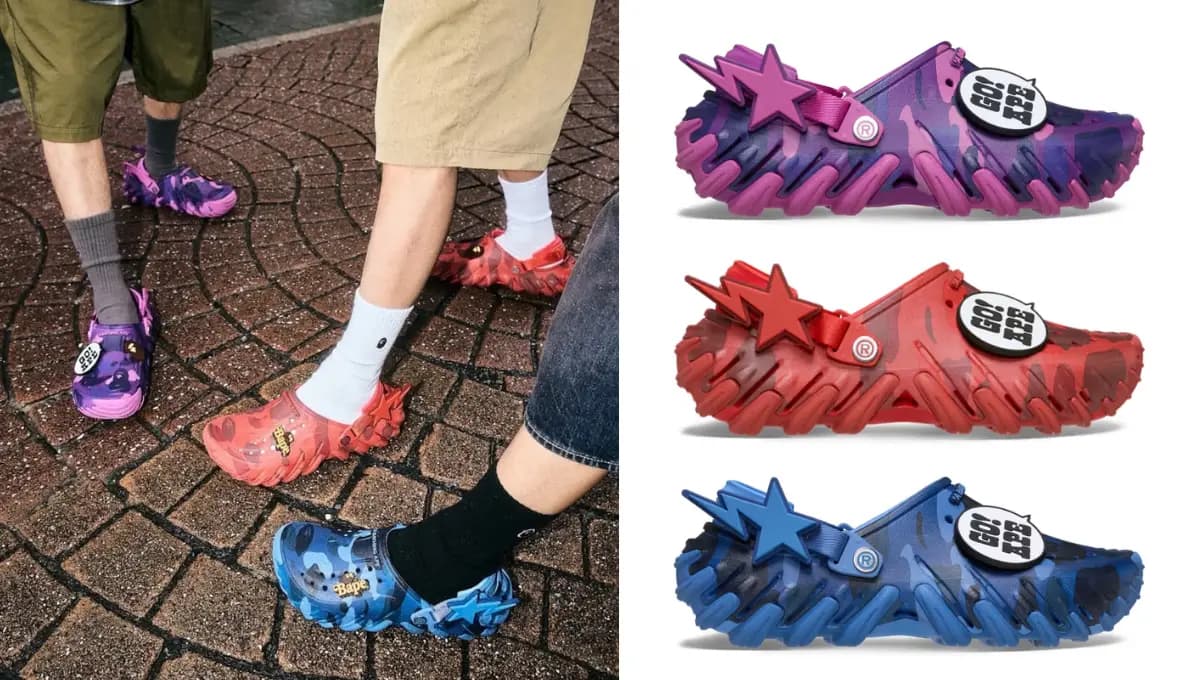 Dép Crocs BAPE Echo Clog xuất hiện với họa tiết camo nổi bật Dép Crocs BAPE Echo Clog xuất hiện với họa tiết camo nổi bật