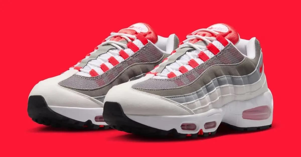 Air Max 95 “White/Light Crimson” lộ diện với điểm nhấn đỏ nổi bật Air Max 95 “White/Light Crimson” lộ diện với điểm nhấn đỏ nổi bật