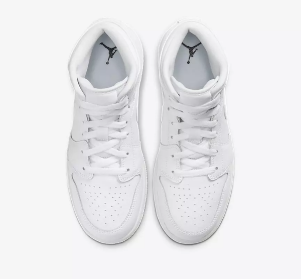 Giày Nike Air Jordan 1 Mid BG 'Triple White' 554725-129 - Hình ảnh 5