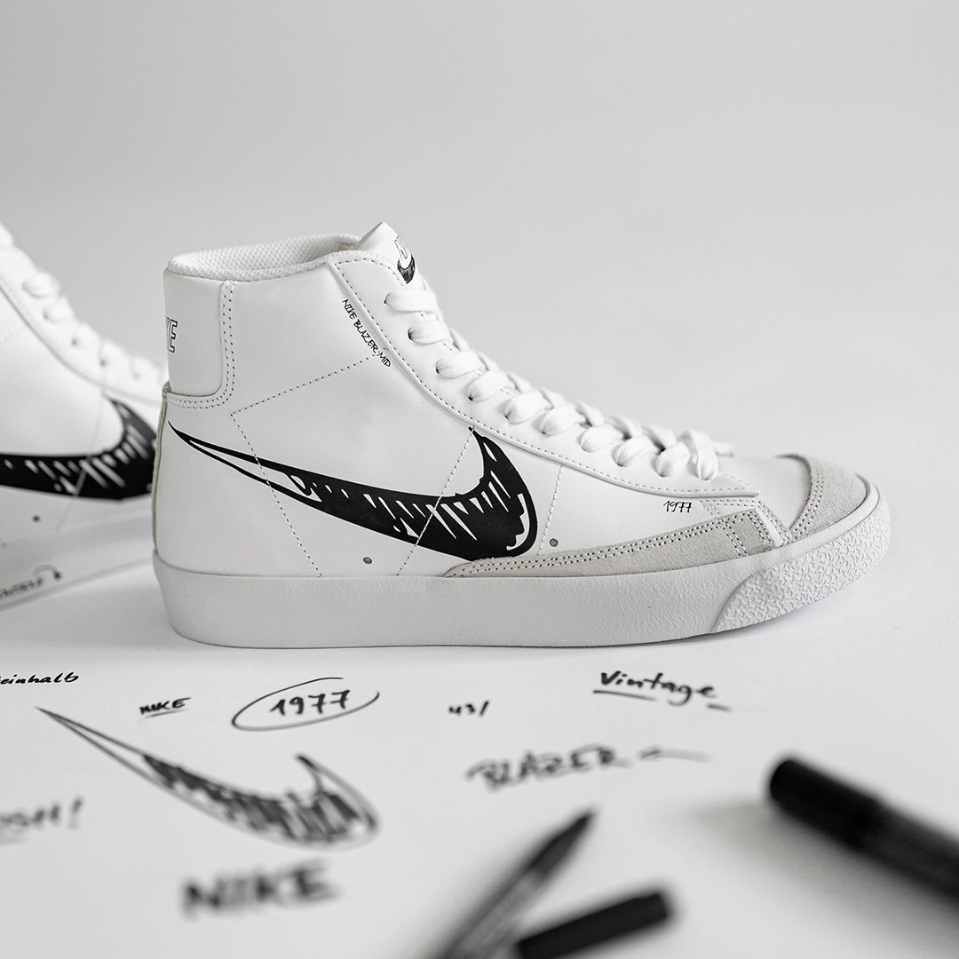 Giày Nike Blazer Mid 77 'Sketch Black' CW7580-101 - Authentic-Shoes