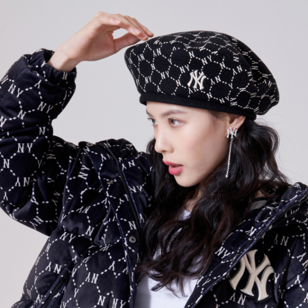 Mũ MLB Monogram Diamond Wool Beret 3ACBB0616-50BKS - Hình ảnh 4