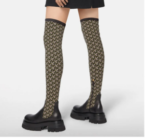 Alternative view of Giày Versace Leonidas Thigh High Boots Black Khaki 1002055-1A01533-5B150
