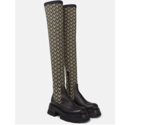 Giày Versace Leonidas Thigh High Boots Black Khaki 1002055-1A01533-5B150 -  Authentic-Shoes