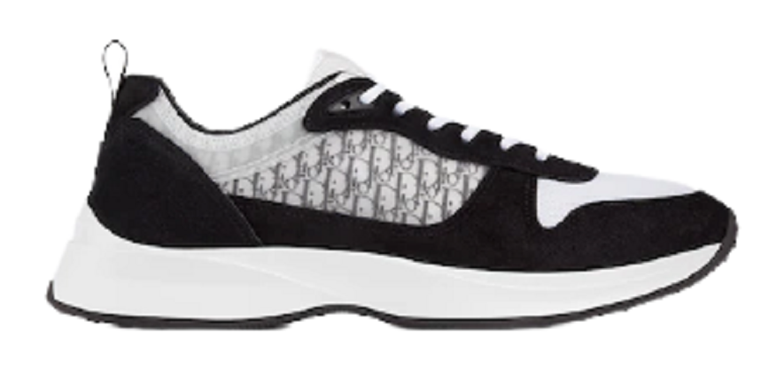B25 Runner Sneaker Gray Suede and White Technical Mesh with Blue and White  Dior Oblique Canvas  DIOR NO