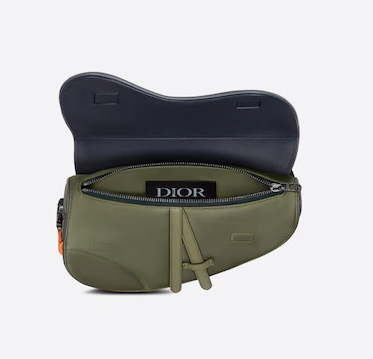 Dior x Sacai Saddle Bag Olive/Navy Blue in Technical Fabric