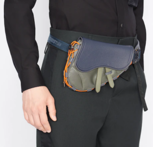 Tui Dior Mini Dior And Sacai Saddle Bag Olive and Navy Blue 1ADCA374USC-H65E