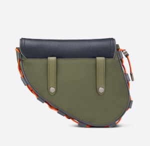 Tui Dior Mini Dior And Sacai Saddle Bag Olive and Navy Blue 1ADCA374USC-H65E
