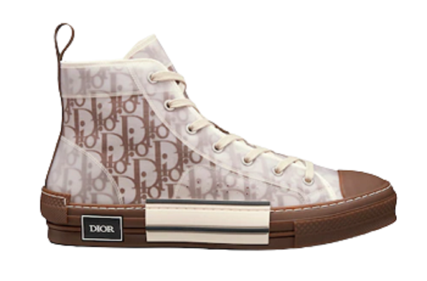 B27 HighTop Sneaker Gray and White Smooth Calfskin with Beige and Black  Dior Oblique Jacquard  DIOR MY