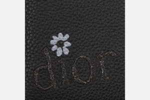 Vi Dior By Erl Bi-Fold Card Holder 'Black Grained' 2ESCH138SER-H03E
