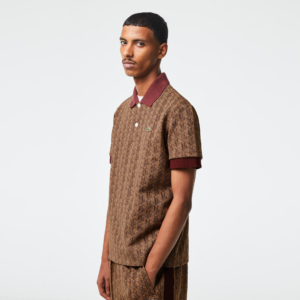 Ao Lacoste Classic Fit Print Contrast Collar 'Brown' DH0073-MKJ