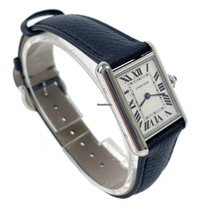 Dong Ho Cartier Tank Must Watch Small Quartz Steel Calfskin 'Black' WSTA0042