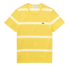 Ao Lacoste Striped Crewneck T-Shirt Yellow White TH5065-RX7