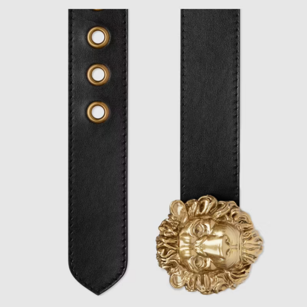 Thắt Lưng Gucci Women's Lion Head Buckle Belt Black 623163-0YA0V-1000 - Hình ảnh 4