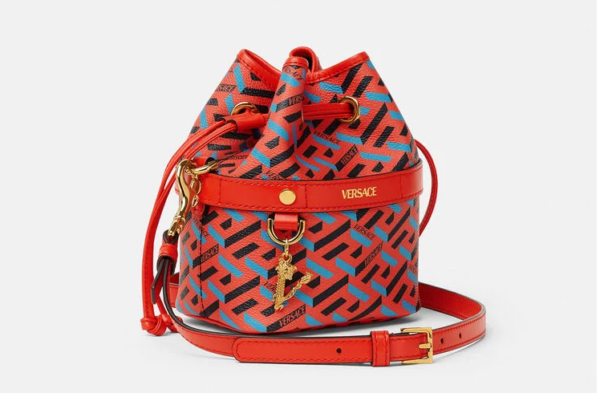 Túi Versace La Greca Signature Mini Bucket Blue Red 1001856-1A01444-5R08V - Hình ảnh 4