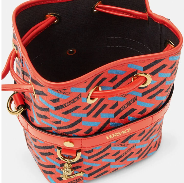 Túi Versace La Greca Signature Mini Bucket Blue Red 1001856-1A01444-5R08V - Hình ảnh 3