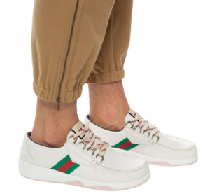Alternative view of Giày Gucci Leather Web Lace Up Low 'White' 575399-D60D0-9070