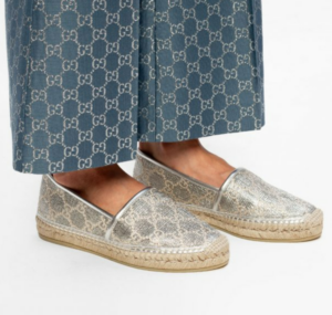 Alternative view of Giày Gucci Women's Heritage Gg Lamé Espadrille In Silver 619960-2AW10-1090