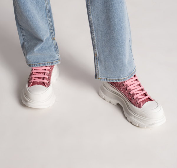 Giày Alexander McQueen Tread Slick Glittered Sneakers 'Pink' 666806-W4JF4-5489 - Hình ảnh 5