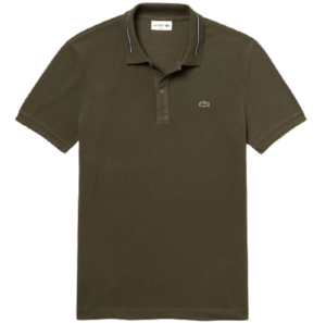 Áo Men's Lacoste Striped Accents Olive Polo Shirt PH8522-S7T