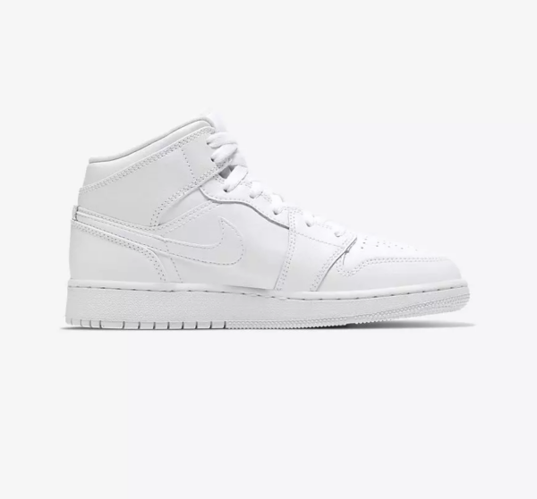 Giày Nike Air Jordan 1 Mid BG 'Triple White' 554725-129 - Hình ảnh 7