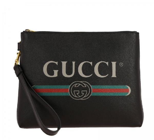 Túi Gucci Black Leather Print Clutch 572770 0Y2AT 8163