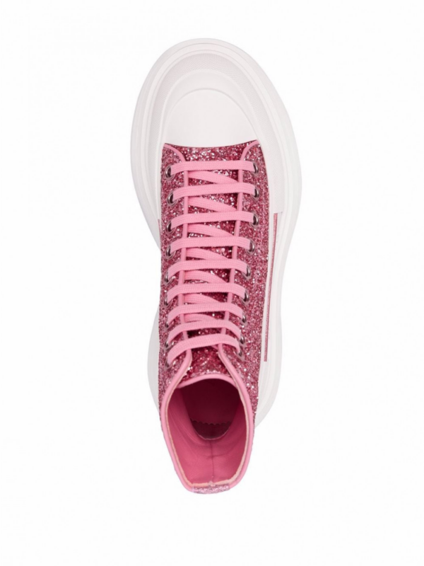 Giày Alexander McQueen Tread Slick Glittered Sneakers 'Pink' 666806-W4JF4-5489 - Hình ảnh 3