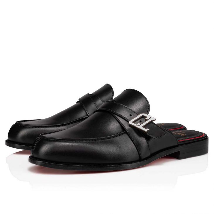 Muloman Leather Slippers in Black - Christian Louboutin