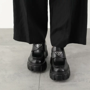 Giay Prada Brushed Leather Monolith Loafers 'Black' 1D649M-B4L-F0002