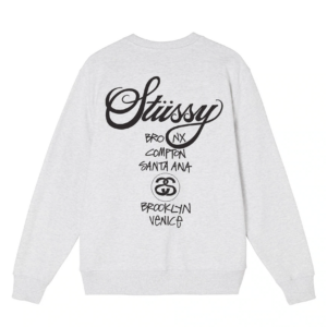 Alternative view of Áo Stussy World Tour Crew Sweater Grey