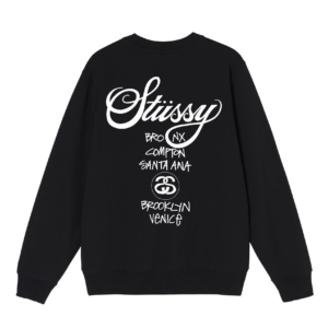 Alternative view of Áo Stussy World Tour Crew Sweater 'Black'