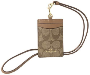 VÍ Coach ID Lanyard In Signature Canvas Khaki Saddle KQ1NS36EVD