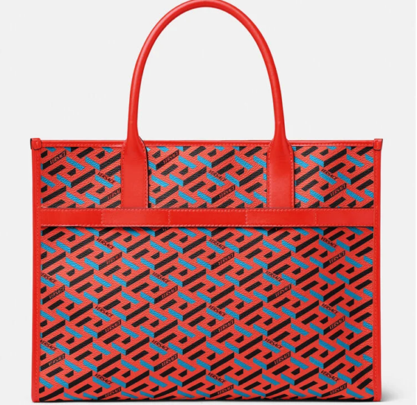 Túi Versace La Greca Signature Tote Blue Red 1001855-1A01444-5R08V - Hình ảnh 4