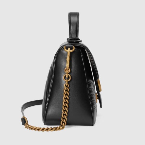 Túi Gucci Black Leather GG Marmont Small Top Handle Bag 498110 DTDIT 1000 - Hình ảnh 5