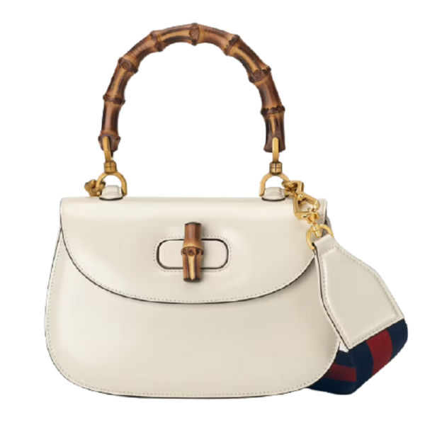 Túi Gucci Small Top Handle With Bamboo White Leather ‎675797-10ODT-8454